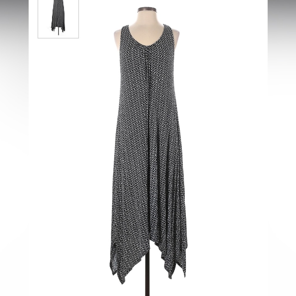 Anne Klein Blacl Geo High Low Dress NWT Size L